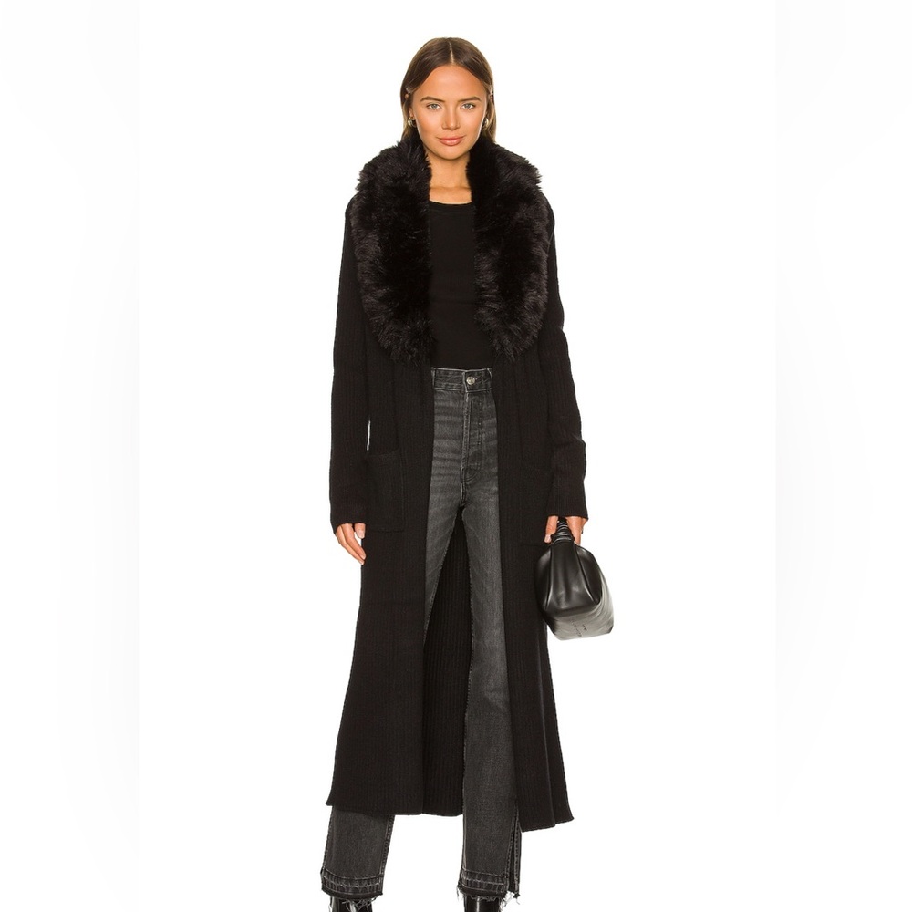 REVOLVE Black Cardigan with Plush Collar- Lombardi long Cardi in Black.